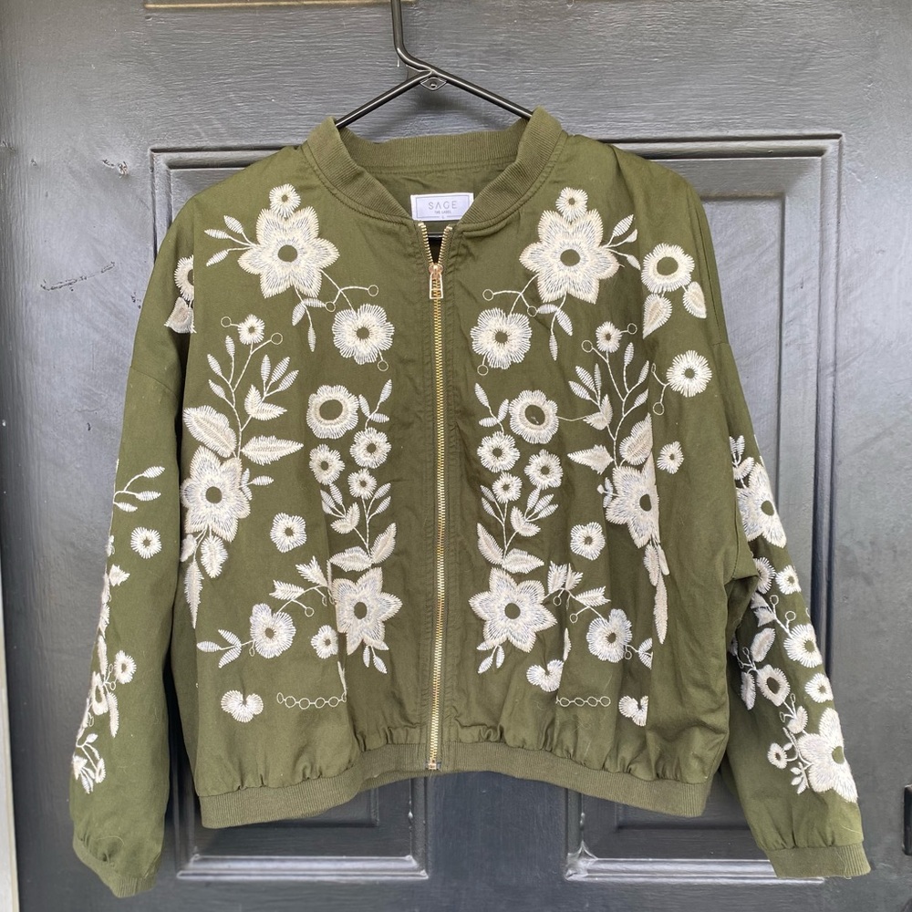 Sage The Label Embroidered Bomber Jacket - image 1